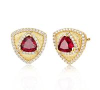 FANCIME Ruby Stud Earrings July Birthstone 925 Sterling Silver Yellow Gold Plated Triangle Red Gemstone Earring Birthday Mothers Day Fine Jewellery Gifts for Women Mom Her