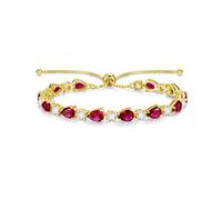 FANCIME Ruby Tennis Bracelets July Birthstone Sterling Silver Bolo Tennis Bracelet Red Pear Shape Gemstone Anniversary Birthday Christmas Fine Jewellery Gifts for Women Her Mom Wife