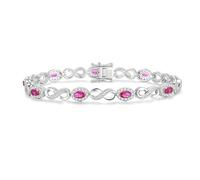FANCIME Ruby Tennis Bracelets July Birthstone Sterling Silver Infinity Bracelet Red Oval Shape Gemstone Anniversary Birthday Christmas Fine Jewellery Gifts for Women Her Mom Wife