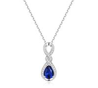 FANCIME Sapphire Necklace September Birthstone Sterling Silver Infinity Knot Pendant Necklace Blue Gemstone Anniversary Birthday Christmas Fine Jewellery Gifts for Women Mom Her