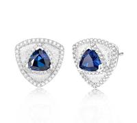 FANCIME Sapphire Stud Earrings September Birthstone 925 Sterling Silver White Gold Plated Triangle Blue Gemstone Earring Birthday Mothers Day Fine Jewellery Gifts for Women Mom Her