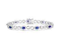 FANCIME Sapphire Tennis Bracelets September Birthstone Sterling Silver Infinity Bracelet Blue Oval Shape Gemstone Anniversary Birthday Christmas Fine Jewellery Gifts for Women Her Mom Wife
