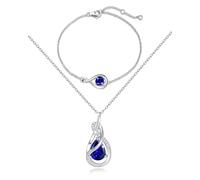 FANCIME September Birthstone Jewellery Set for Women Sterling Silver Pendant Necklace Infinity Sapphire Bracelet Anniversary Birthday Mothers Day Fine Jewellery Gift for Her Wife Mom Lady