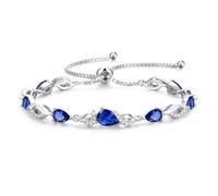 FANCIME September Birthstone Teardrop Sapphire Tennis Bracelet for Women, Sterling Silver Gemstone Bolo Adjustable Bracelet, Fine Jewellery Anniversary Birthday Gifts for Women Mom Wife Her