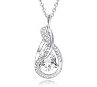 FANCIME Simulated Diamond Necklace April Birthstone Necklace Cubic Zirconia 925 Sterling Silver Infinity Knot Pendant Jewellery Anniversary Birthday Gifts for Women Mom