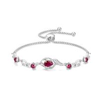 FANCIME Sterling Silver July Birthstone Tennis Bracelet for Women | Ruby Bracelet, Bolo Adjustable, Anniversary Christmas Valentines Mother's Day Birthday Jewellery Gift for Her Wife Mum