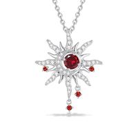 FANCIME Sun and Moon January Birthstone Necklace with Simulated Garnet