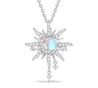 FANCIME Sun and Moon June Birthstone Necklace with Simulated Moonstone