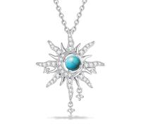FANCIME Sun and Moon Necklace Sterling Silver Turquoise Pendant December Birthstone Necklace Gemstone Jewellery Mothers Day Birthday Gifts for Women Her Mom Wife