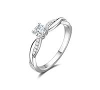 FANCIME Symphony of Vows 0.4 Carat Lab Grown Diamond Petite Twisted Vine Ring in 925 Sterling Silver (0.3 Carat Main Stone) Engagement Anniversary Wedding Ring for Women (D-E Color, VS Clarity)
