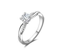 FANCIME Symphony of Vows 0.61 Carat Lab Grown Diamond Petite Twisted Vine Ring in 925 Sterling Silver (0.5 Carat Main Stone) Engagement Anniversary Wedding Ring for Women (D-E Color, VS Clarity)