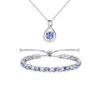 FANCIME Tanzanite Jewellery December Birthstone Sterling Silver Infinity Pendant Necklace Bolo Tennis Bracelet Gemstone Anniversary Birthday Christmas Fine Jewellery Gifts for Women Her Mom Wife