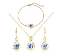 FANCIME Tanzanite Jewellery Set December Birthstone for Women Sterling Silver Dainty Infinity Necklace Bracelet Earrings Gemstone Birthday Anniversary Christmas Fine Jewellery Gifts for Women Her Mom