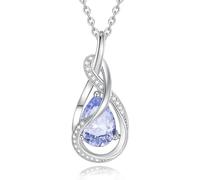 FANCIME Tanzanite Necklace December Birthstone Sterling Silver Infinity Knot Pendant Necklace Gemstone Fine Jewellery Birthday Christmas Gifts for Women Her Mom