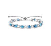 FANCIME Topaz Tennis Bracelets December Birthstone Sterling Silver Bolo Tennis Bracelet Blue Pear Shape Gemstone Anniversary Birthday Christmas Fine Jewellery Gifts for Women Her Mom Wife