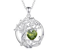 FANCIME Tree of Life August Birthstone Peridot Pendant Necklace for Women