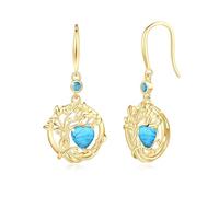 FANCIME Tree of Life December Birthstone Simulated Turquoise Drop Earrings