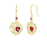 FANCIME Tree of Life Earrings 925 Sterling Silver Yellow Gold Plated Garnet Dangle Drop Gemstone Earring January Birthstone Fine Jewellery Mothers Day Birthday Gifts for Mom Her Women