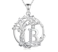 FANCIME Tree of life Initial Necklace for Women, Capital Letter B