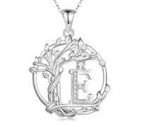 FANCIME Tree of life Initial Necklace for Women, Capital Letter E