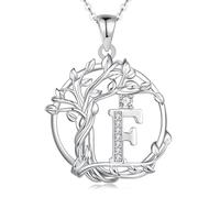 FANCIME Tree of life Initial Necklace for Women, Capital Letter F