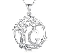FANCIME Tree of life Initial Necklace for Women, Capital Letter G