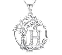 FANCIME Tree of life Initial Necklace for Women, Capital Letter H