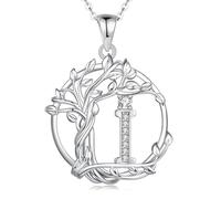 FANCIME Tree of life Initial Necklace for Women, Capital Letter I