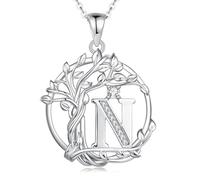 FANCIME Tree of life Initial Necklace for Women, Capital Letter N
