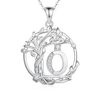FANCIME Tree of life Initial Necklace for Women, Capital Letter O