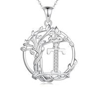 FANCIME Tree of life Initial Necklace for Women, Capital Letter T