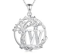 FANCIME Tree of life Initial Necklace for Women, Capital Letter W