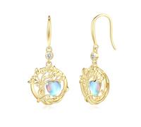 FANCIME Tree of Life June Birthstone Drop Earrings with Simulated Moonstone