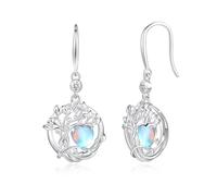 FANCIME Tree of Life June Birthstone Drop Earrings with Simulated Moonstone