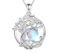 FANCIME Tree of Life June Birthstone Necklace with Simulated Moonstone