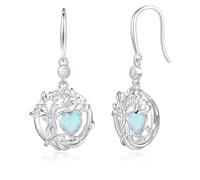 FANCIME Tree of Life Opal Earrings, 925 Sterling Silver October Birthstone Earring Fine Jewellery Birthday Gifts for Girls Women