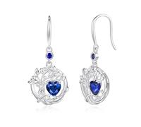 FANCIME Tree of Life September Birthstone Simulated Sapphire Drop Earrings