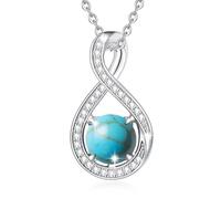 FANCIME Turquoise Necklace December Birthstone Sterling Silver Infinity CZ Pendant Necklace Green Gemstone Fine Jewellery Birthday Graduation Gifts for Women Her Mom