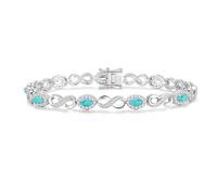 FANCIME Turquoise Tennis Bracelets December Birthstone Sterling Silver Infinity Bracelet Oval Shape Gemstone Anniversary Birthday Christmas Fine Jewellery Gifts for Women Her Mom Wife