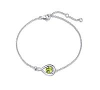 FANCIME White Gold Plated 925 Sterling Silver Peridot Link Bracelet August Birthstone Bracelets Dainty Infinity Birthday Anniversary Jewellery Gifts for Women, Chain Length 6.7+1.2"