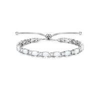 FANCIME White Opal Tennis Bracelets October Birthstone Sterling Silver Bolo Tennis Bracelet Oval Shape Gemstone Anniversary Birthday Christmas Fine Jewellery Gifts for Women Her Mom Wife