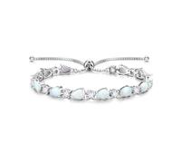FANCIME White Opal Tennis Bracelets October Birthstone Sterling Silver Bolo Tennis Bracelet Pear Shape Gemstone Anniversary Birthday Christmas Fine Jewellery Gifts for Women Her Mom Wife