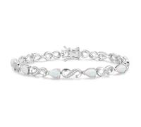 FANCIME White Opal Tennis Bracelets October Birthstone Sterling Silver Infinity Bracelet Pear Shape Gemstone Anniversary Birthday Christmas Fine Jewellery Gifts for Women Her Mom Wife