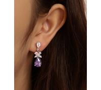 FANCIME Wisteria Collection Earrings for Women Sterling Silver Simulated Diamond Flower Dangle Earrings Wedding Anniversary Birthday Fine Jewellery Gifts for Wife Women Bride Her