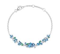 FANCIME Wisteria Colorful Bracelet Sterling Silver with White Gold Plated Blue Simulated Diamond Birthday Mothers Day Wedding Fine Jewellery Gifts for Women Bride Mom Her