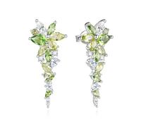 FANCIME Wisteria Colorful Earrings Sterling Silver with White Gold Plated Green Simulated Diamond Birthday Mothers Day Wedding Fine Jewellery Gifts for Her Women Bride Mom