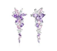 FANCIME Wisteria Colorful Earrings Sterling Silver with White Gold Plated Pink Simulated Diamond Birthday Mothers Day Wedding Fine Jewellery Gifts for Her Women Mom Bride
