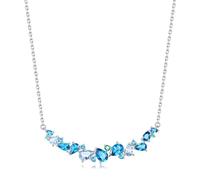 FANCIME Wisteria Colorful Necklace Sterling Silver with White Gold Plated Blue Simulated Diamond Birthday Mothers Day Wedding Fine Jewellery Gifts for Women Bride Mom Her