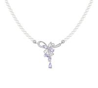 FANCIME Wisteria Hour Necklace White Gold Plated Sterling Silver Purple Simulated Diamond Necklace Fine Jewellery Anniversary Birthday Valentines Day Mothers Day Wedding Gifts for Her Women Mom