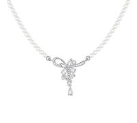 FANCIME Wisteria Hour Necklace White Gold Plated Sterling Silver White Simulated Diamond Necklace Fine Jewellery Anniversary Birthday Valentines Day Mothers Day Wedding Gifts for Her Women Mom